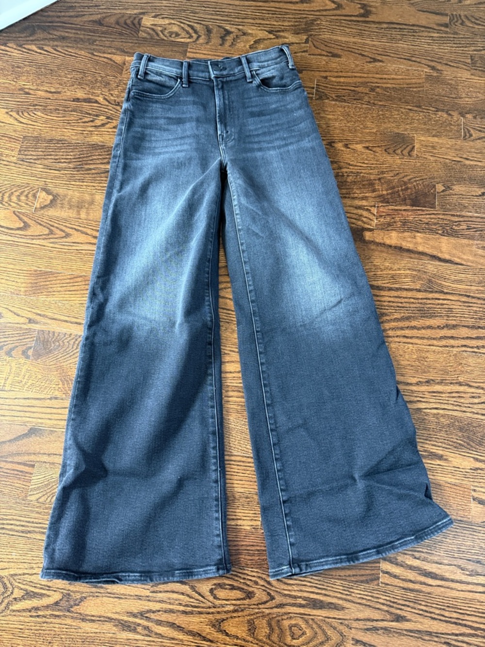 MOTHER Dark Gray Wide-Leg High-Rise Jeans
